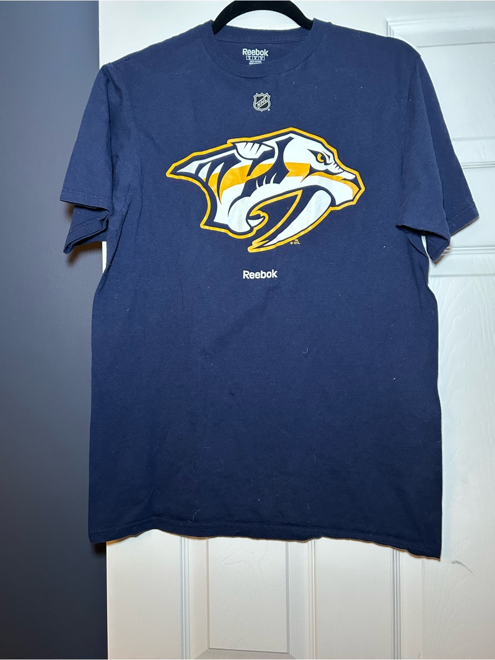 Reebok Navy Short-Sleeve Nashville Predators Logo Tee